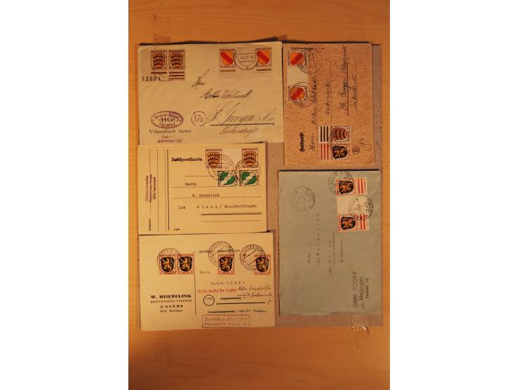 1945/49, über 250 Briefe, Karten und Ganzsachen, dabei Reco, Wert, Zensur, Gebühr bezahlt, provisorische Stempel und R-Zettel