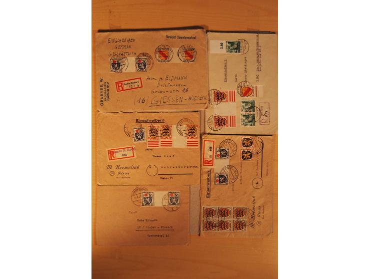 1945/49, über 250 Briefe, Karten und Ganzsachen, dabei Reco, Wert, Zensur, Gebühr bezahlt, provisorische Stempel und R-Zettel