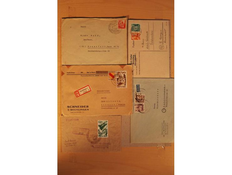 1945/49, über 250 Briefe, Karten und Ganzsachen, dabei Reco, Wert, Zensur, Gebühr bezahlt, provisorische Stempel und R-Zettel
