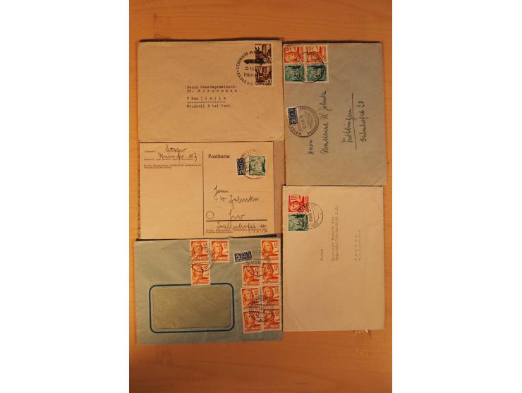 1945/49, über 250 Briefe, Karten und Ganzsachen, dabei Reco, Wert, Zensur, Gebühr bezahlt, provisorische Stempel und R-Zettel