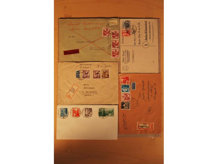 1945/49, über 250 Briefe, Karten und Ganzsachen, dabei Reco, Wert, Zensur, Gebühr bezahlt, provisorische Stempel und R-Zettel