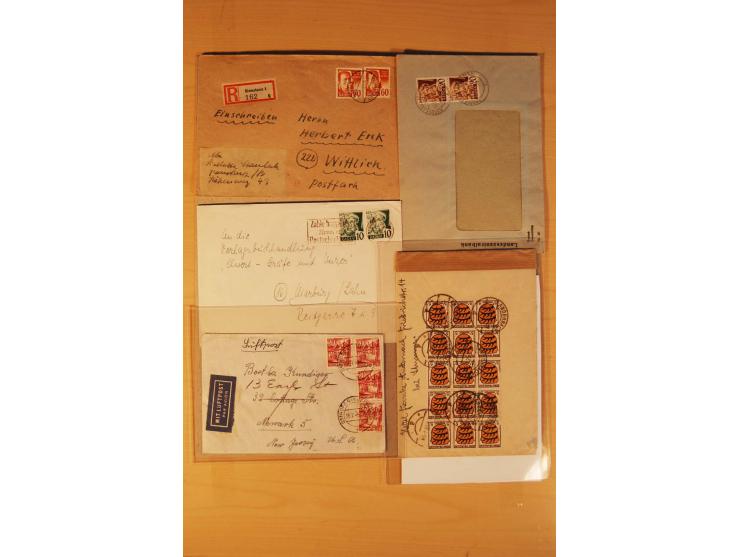 1946/49, ca. 100 Briefe, Karten und Ganzsachen, dabei R-Briefe, Wertbriefe, Portostufen, bessere Frankaturen, Einzel- und Meh