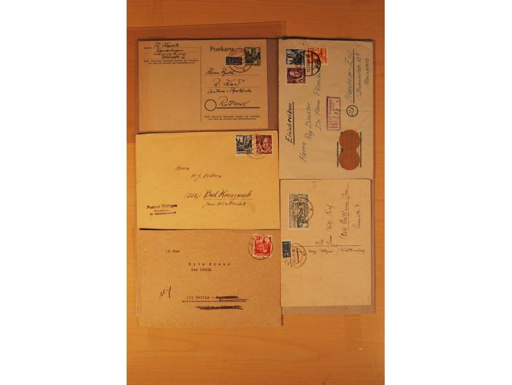 1946/49, ca. 100 Briefe, Karten und Ganzsachen, dabei R-Briefe, Wertbriefe, Portostufen, bessere Frankaturen, Einzel- und Meh