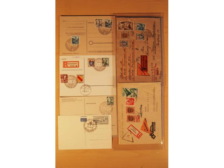 1946/49, ca. 100 Briefe, Karten und Ganzsachen, dabei R-Briefe, Wertbriefe, Portostufen, bessere Frankaturen, Einzel- und Meh