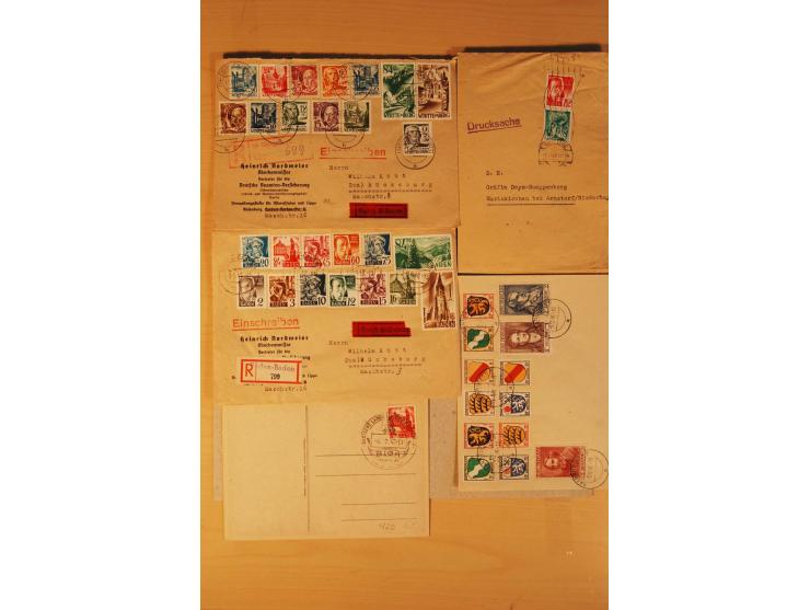 1946/49, ca. 100 Briefe, Karten und Ganzsachen, dabei R-Briefe, Wertbriefe, Portostufen, bessere Frankaturen, Einzel- und Meh
