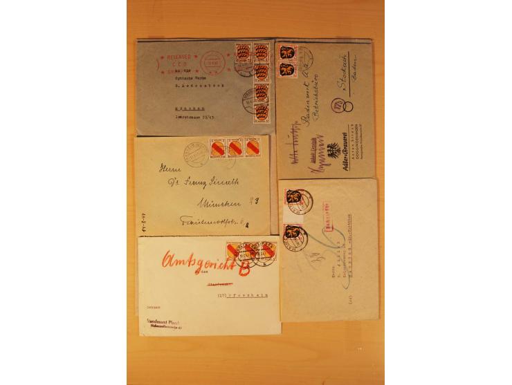 1946/49, ca. 100 Briefe, Karten und Ganzsachen, dabei R-Briefe, Wertbriefe, Portostufen, bessere Frankaturen, Einzel- und Meh