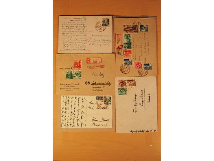 1946/49, ca. 100 Briefe, Karten und Ganzsachen, dabei R-Briefe, Wertbriefe, Portostufen, bessere Frankaturen, Einzel- und Meh