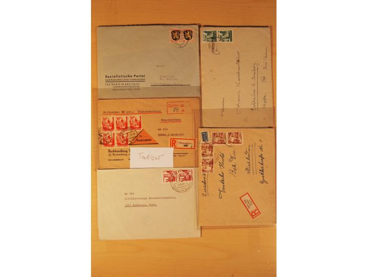 1946/49, ca. 100 Briefe, Karten und Ganzsachen, dabei R-Briefe, Wertbriefe, Portostufen, bessere Frankaturen, Einzel- und Meh
