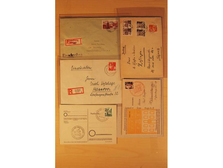 1946/49, ca. 100 Briefe, Karten und Ganzsachen, dabei R-Briefe, Wertbriefe, Portostufen, bessere Frankaturen, Einzel- und Meh