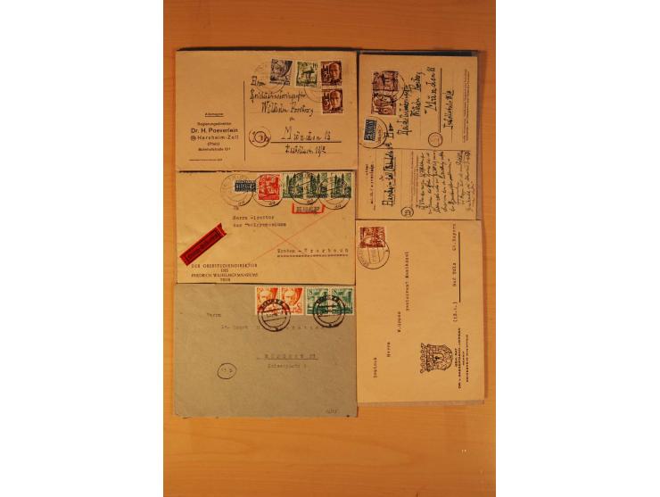 1946/49, ca. 100 Briefe, Karten und Ganzsachen, dabei R-Briefe, Wertbriefe, Portostufen, bessere Frankaturen, Einzel- und Meh