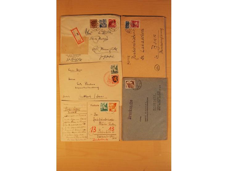 1946/49, ca. 100 Briefe, Karten und Ganzsachen, dabei R-Briefe, Wertbriefe, Portostufen, bessere Frankaturen, Einzel- und Meh