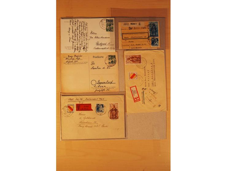 1946/49, ca. 100 Briefe, Karten und Ganzsachen, dabei R-Briefe, Wertbriefe, Portostufen, bessere Frankaturen, Einzel- und Meh