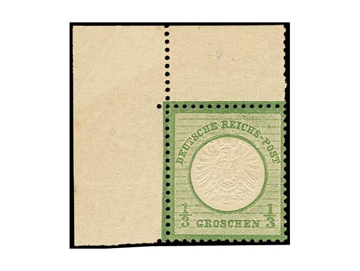 1/3 Gr. dunkelolivgrün, postfrische linke obere Bogenecke, Pracht, Fotobefund Hennies BPP