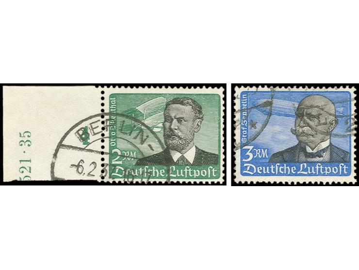 2 M., linkes Randstück mit Teil einer HAN (rechtsseitig Zahnverkürzungen) und 3 M. (unregelmäßige Zähnung), gestempelt,  jewe