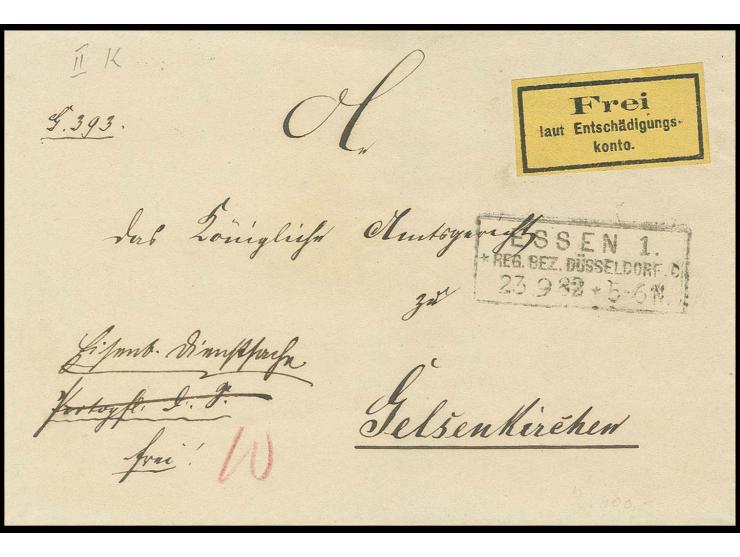 Gebührenzettel in Type B auf Falthülle mit Aufgabestempel "ESSEN 23.9.82" nach Gelsenkirchen mit Ankunftsstempel, Kabinett (M