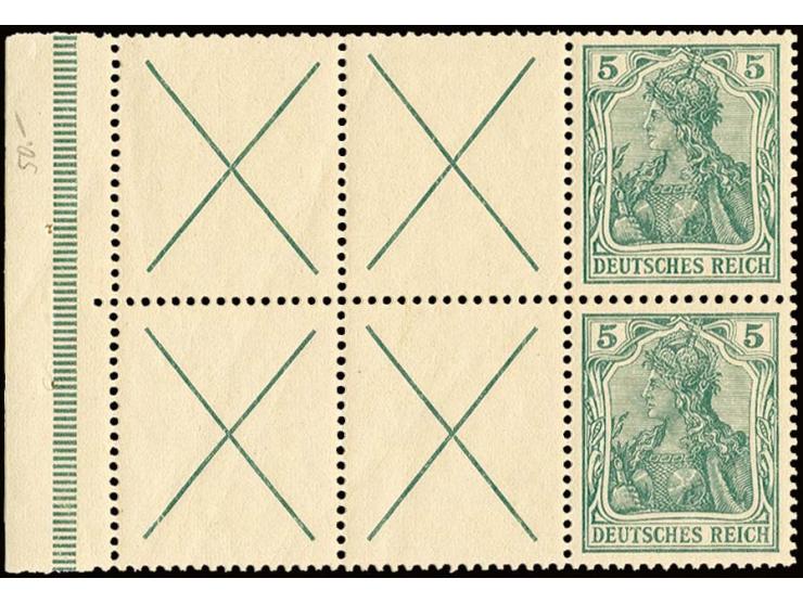 Heftchenblatt Germania 5 Pfg. mit nicht durchgezähntem Rand, postfrisch, Pracht (Mi. 4.000,-)