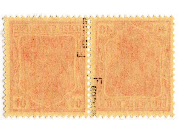 1921, Germania 40+40 Pfg. rot (poröser Druck), postfrisches Kehrdruckpaar, sign. Bechtold BPP (Mi. 500,-)