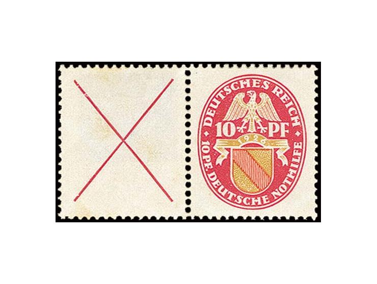 1926, Nothilfe X+10 Pfg. mit Wz. stehend, etwas getönt und in der Zähnung leicht gefaltet, ungebraucht, sehr selten (Mi. 3.60
