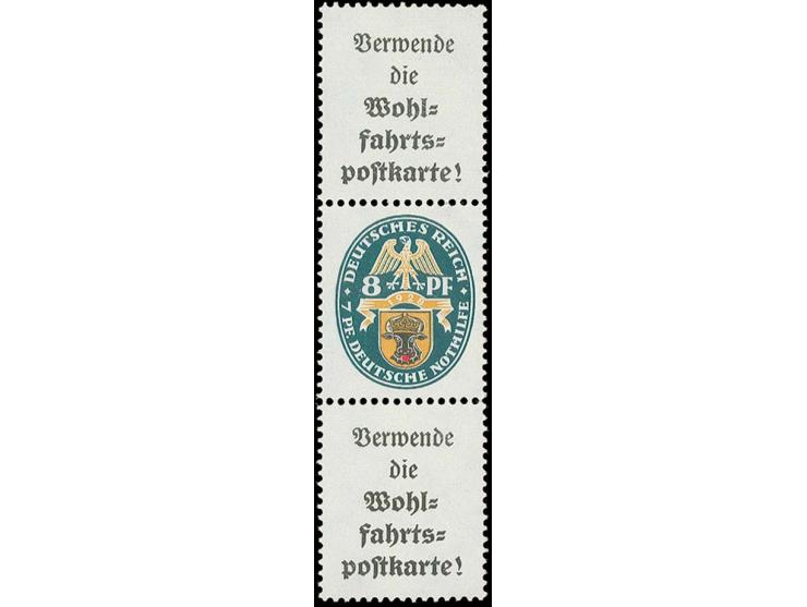 A1.1+8+A1.1, ungebraucht mit Falzspur, in der Zähnung leicht gefaltet, selten (Mi. 1.200,-)