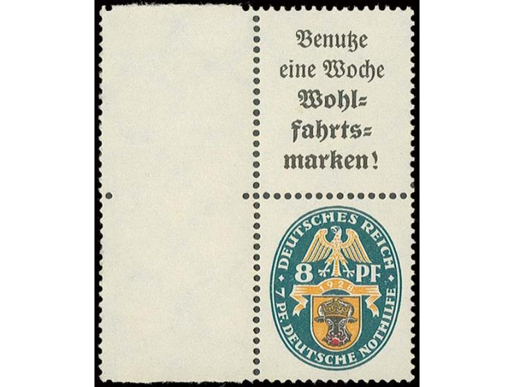 A2+8 Pfg., ungebrauchtes linkes Randstück, Pracht (Mi. 540,-)