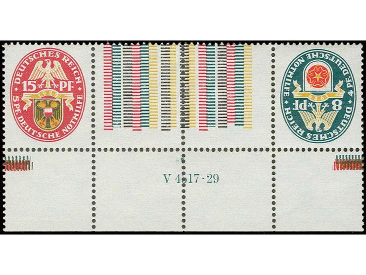 1929, Nothilfe 8+Z+Z+15 Pfg., Unterrandstück mit HAN, ungebraucht, Kabinett (Mi. 450,-)