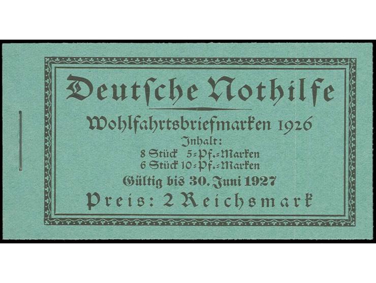 1926, Markenheftchen Nothilfe, postfrisch, Deckel ungefaltet, Luxus (Mi. 1.000,-)