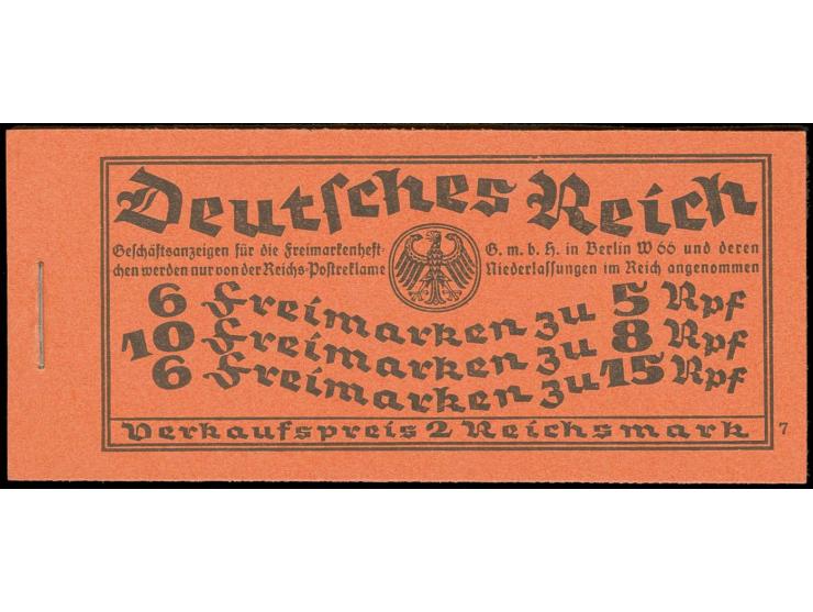 1928, Markenheftchen Reichspräsidenten mit ONr. 7, postfrisch, Deckel ungefaltet, Luxus (Mi. 3.000,-)