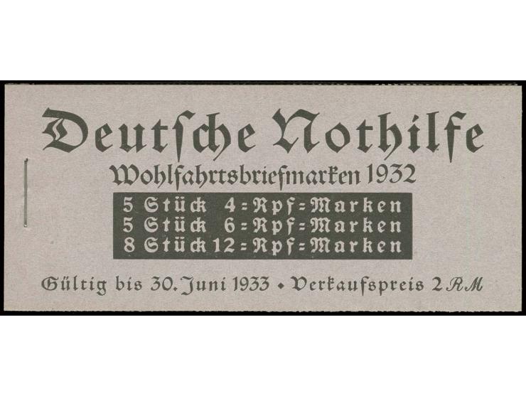 1932, Markenheftchen Nothilfe, postfrisch, Deckel ungefaltet, Luxus (Mi. 350,-)
