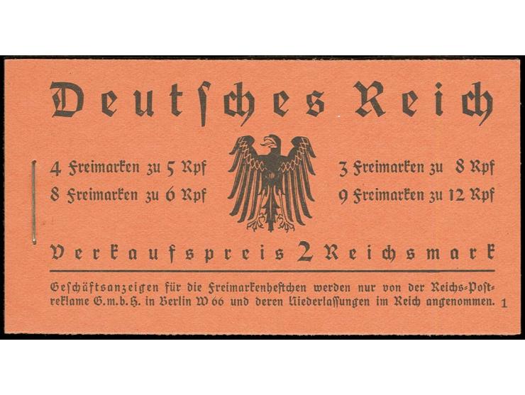 Markenheftchen Hindenburg mit Wz. Waffeln, postfrisch, Deckel ungefaltet, Luxus (Mi. 950,-)