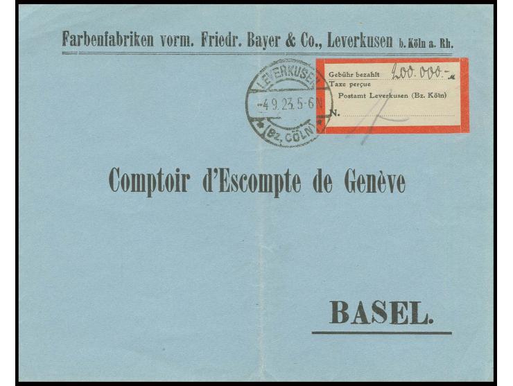 LEVERKUSEN: 1923, Gebührenzettel mit handschriftlicher Wertangabe "200.000,-", gestempelt "LEVERKUSEN 4.9.23" auf gefaltetem 