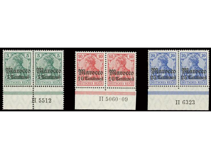 1906, "cc" mit Wasserzeichen: 5-25 C. jeweils im waagerechten Paar mit Unterrand und Aufdruck-HAN "H 5512", "H 5060.09" und "