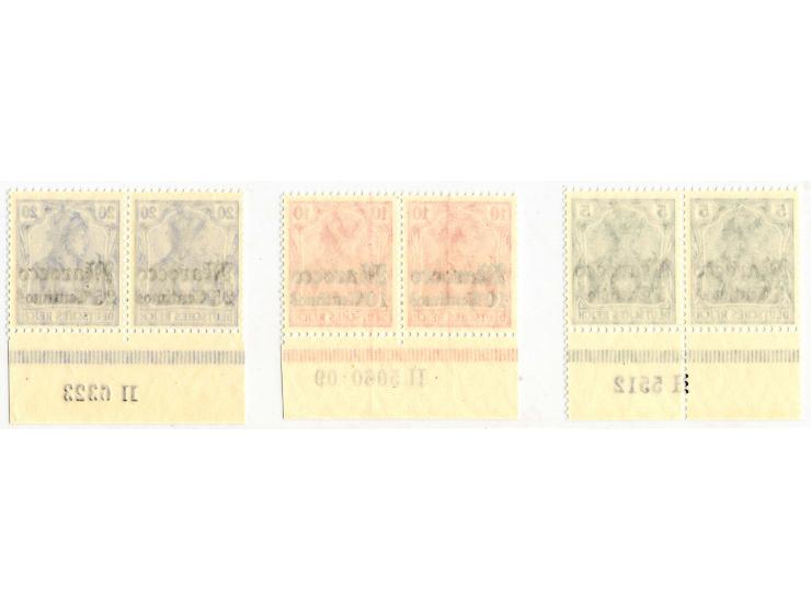 1906, "cc" mit Wasserzeichen: 5-25 C. jeweils im waagerechten Paar mit Unterrand und Aufdruck-HAN "H 5512", "H 5060.09" und "