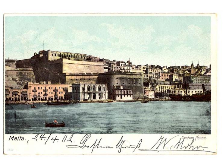 1900/04, Reichspost 10 Pa. mit Firmenlochung "PM" (Paul Milberg) mit Stempel "SMYRNA 2.4.02" auf privater Ansichtskarte nach 