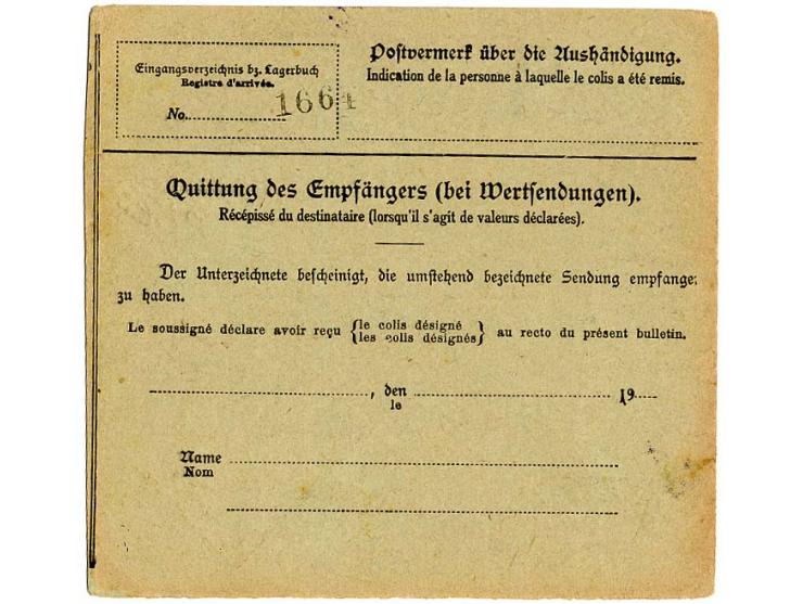D. R. Germania 60 Pfg. (3) auf Nachnahme-Paketkarte von "RÜGENWALDE 1.12.13" nach Duala mit Ankunftsstempel vorderseitig