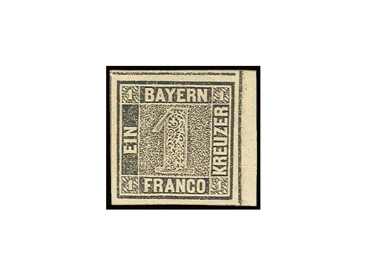 1 Kr. schwarz, ungebraucht mit Originalgummi, alles breitrandig mit rechts 3 mm Bogenrand, Kabinett, sign. Kosack und Pfennin