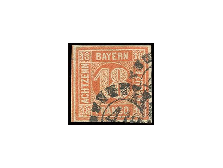 18 Kr. orangerot, voll- bis breitrandig mit 2 sauberen Teilabschlägen des gMR "418", Pracht, sign. Brettl BPP (Mi. 600,-)