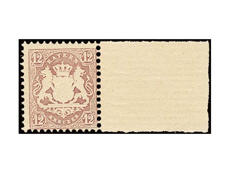 12 Kr. dunkelbraunpurpur, postfrisches rechtes Randstück, Kabinett, sign. Bühler und Brettl BPP (Mi. 800,-)