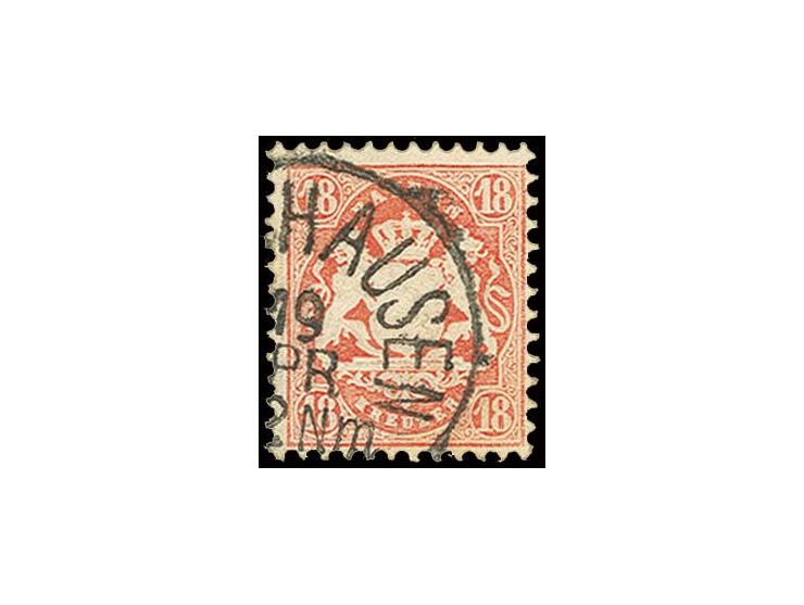 18 Kr. dunkelziegelrot, farbfrisch und tadellos gezähnt, sauber gestempelt, Kabinett, sign. Brettl BPP (Mi. 240,-)