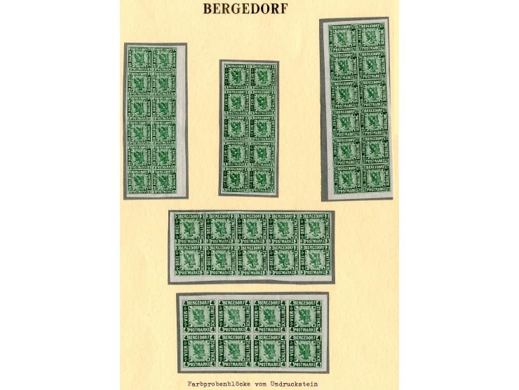 1861, Farbprobedrucke in der endgültigen Zeichnung aller 5 Wertstufen in grün, rot, blau, braun und schwarz, jeweils in kpl. 