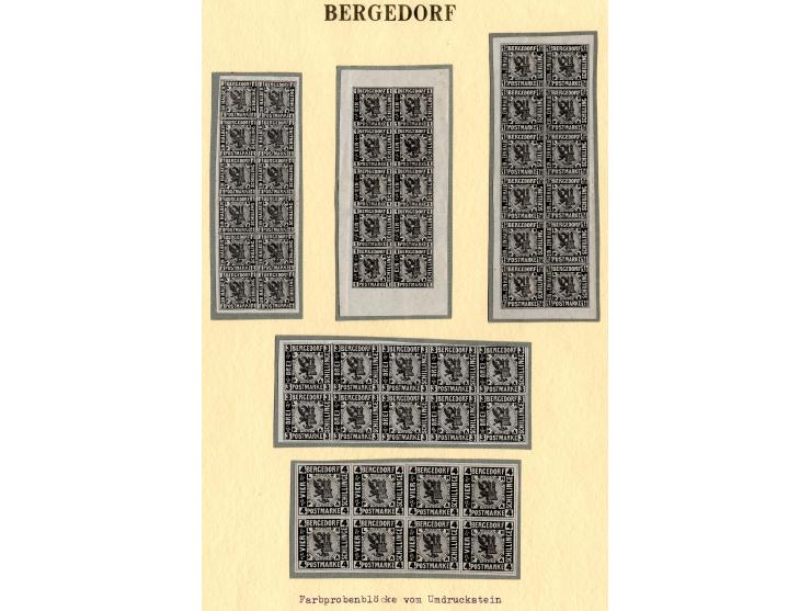 1861, Farbprobedrucke in der endgültigen Zeichnung aller 5 Wertstufen in grün, rot, blau, braun und schwarz, jeweils in kpl. 