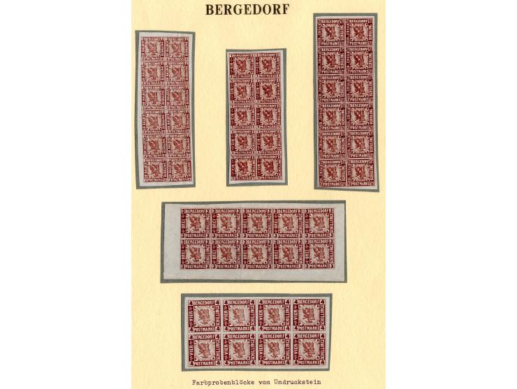 1861, Farbprobedrucke in der endgültigen Zeichnung aller 5 Wertstufen in grün, rot, blau, braun und schwarz, jeweils in kpl. 