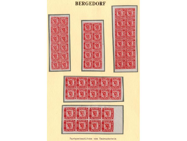 1861, Farbprobedrucke in der endgültigen Zeichnung aller 5 Wertstufen in grün, rot, blau, braun und schwarz, jeweils in kpl. 
