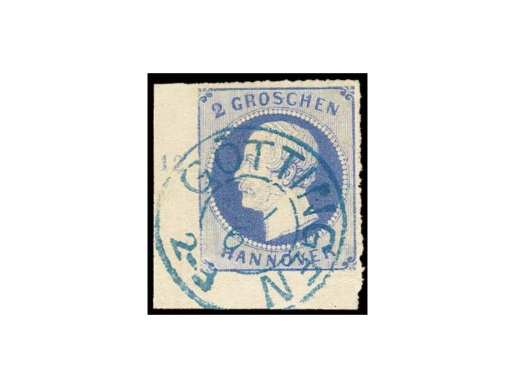 2 Gr. ultramarin, linke untere Bogenecke mit Reihenzähler "12" mit sauber aufgesetztem DKr. "GÖTTINGEN 1/6", Kabinett