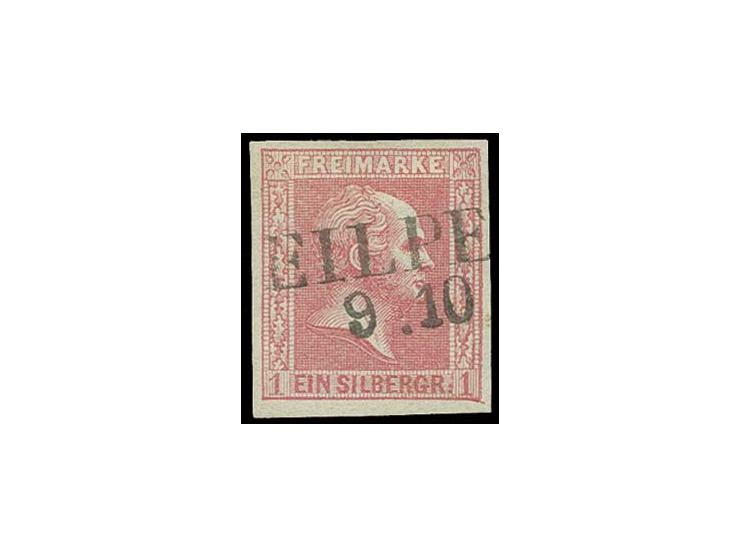 1 Sgr. rosa, 2 voll- bis breitrandige Einzelstrücke, jeweils zentrisch sauber entwertet durch L2 "EILPE 9.10" bzw. "KONTOP 7/