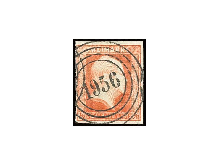 "1956" TWOROG, glasklar und fast zentrisch auf 6 Pfg. rotorange, voll- bis breitrandig und farbfrisch, Kabinett, Fotobefund F