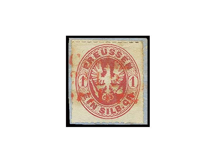 "Coeln/Verviers", Bahnpost-L3 in rot auf Wappen 1 Sgr. rosa auf Briefstück, leichte Bugspur, selten, sign. Georg Bühler