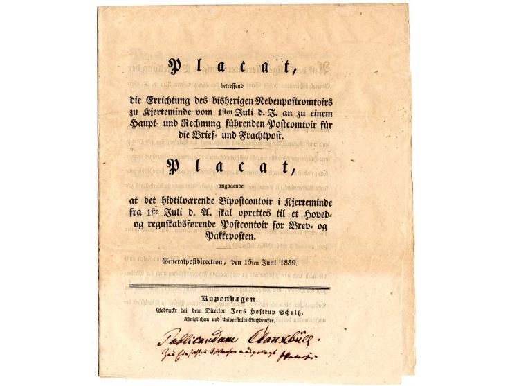 DIVERSES: 1839, "Placat betreffend die Aufhebung der Poststationen zu Boberg im Herzogthum Holstein" sowie 2 weitere, jeweils