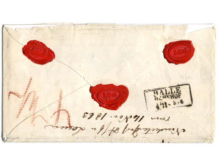 2 Sgr. rosarot und zwei Werte 5 Sgr. braunpurpur mit Nummernstempel "274" und nebengesetztem EKr. "NEUDIETENDORF 4 11 1862" a