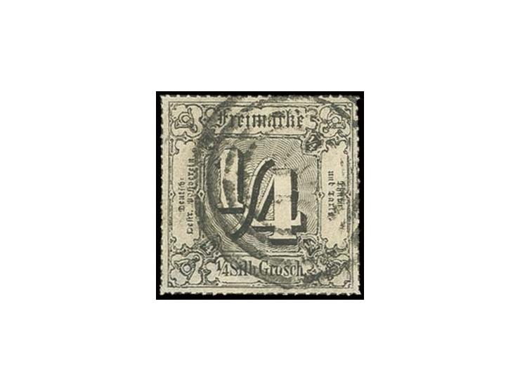 1866, farbig durchstochen: ¼ Sgr. schwarz, gestempelt, Pracht, u.a. sign. Opitz  (Mi. 1.300,-)