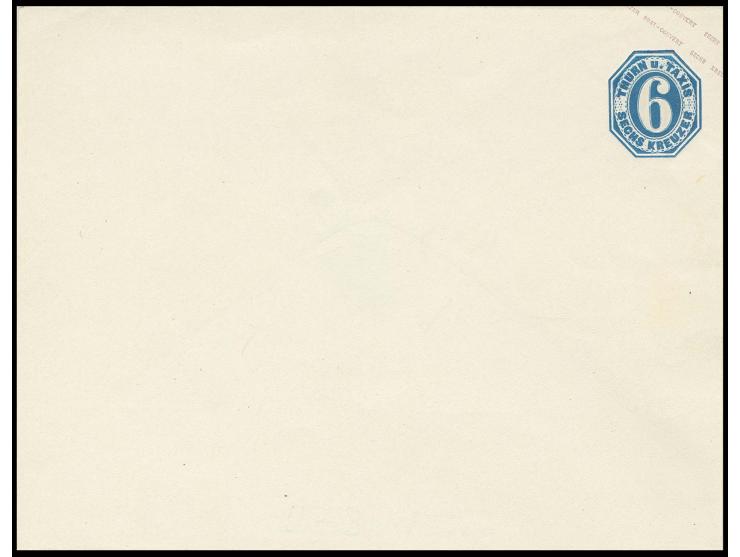 GANZSACHEN: 1861, Umschläge 2-9 Kr. im Großformat, ungebraucht in sehr guter Erhaltung, Kabinett (Mi. 930,-)